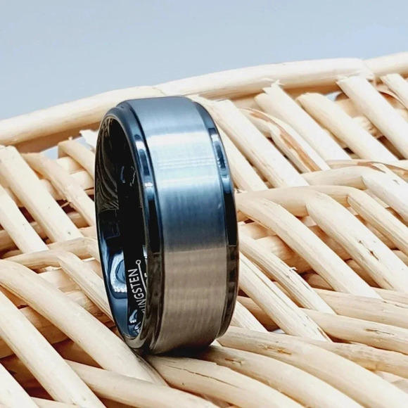 "Two Tone Tungsten Wedding Ring for Men Women, GALTUN678 - Picture 2 of 5